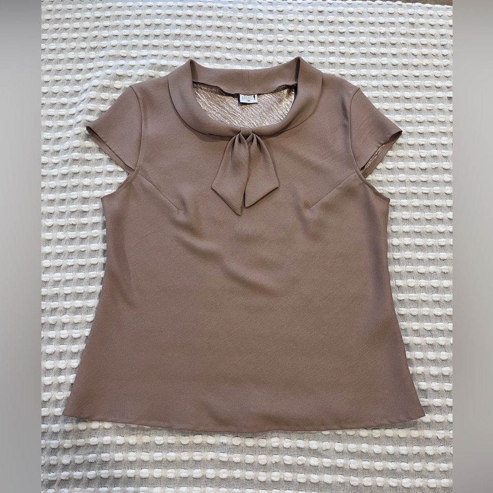 Markmar Women's Tan Blouse with Bow Detail